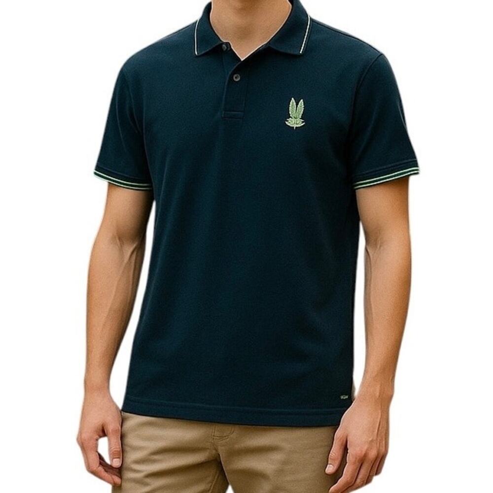 Psycho Bunny Navy Blue Woman's Short Sleeve Polo Shirt UK Size 4 Us Size XS